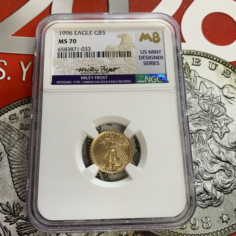 1996 $5 Gold American Eagle 1/10 Oz  NGC MS70 - Miley Frost Mint Designer Series