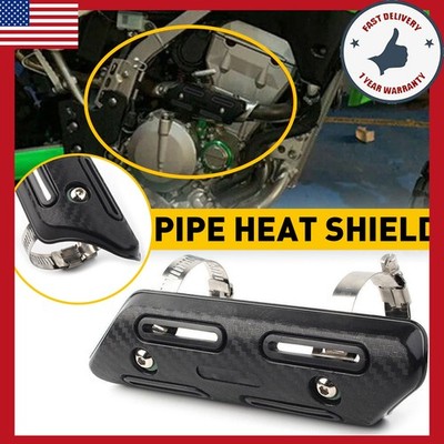 Pipe Heat Shield Carbon Fiber+Black For Kawasaki KDX220R XR650R KLX140L KLX140