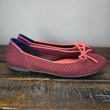 Rothys The Ballet Flat Bow Womens 8.5 Flats Slip On Ballet Shoes Red