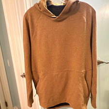 Lululemon Men's Light Brown Pullover Hoodie w/Hood Pockets Polyester M