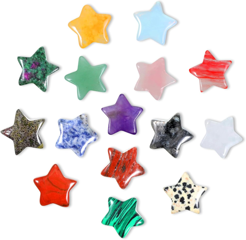 15 Stück Stern Edelsteine, Sternkristall Glückssteine Kristalle Heilsteine Glück