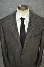 ERMENEGILDO ZEGNA Cashmere Silk Blazer Windowpane Houndstooth Sport Coat 46L