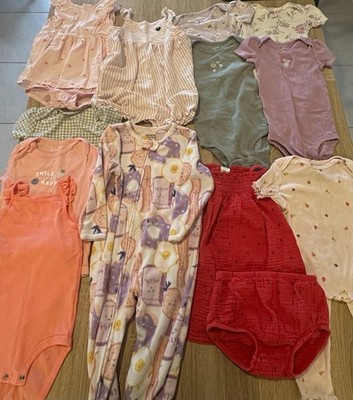 Carter's Baby Girl Clothes Lot 18M 12 Outfits 16 Pieces Rompers Pajamas Sets