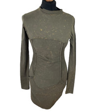 Pretty Little Thing Green Grunge Bodycon Dress High Neck Mini Women’s UK Size 8