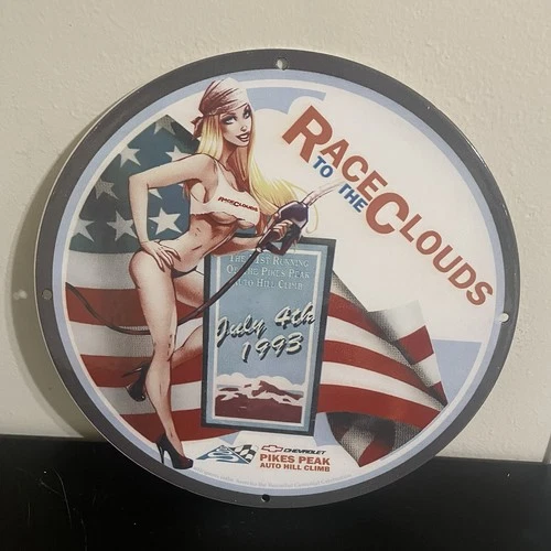 VINTAGE CHEVROLET RACING LADY SERVICE GASOLINE OIL PORCELAIN SIGN