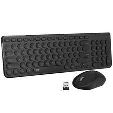 Wireless Keyboard and Mouse Combo, FD iK6630 2.4GHz Cordless Cute Round Key S...