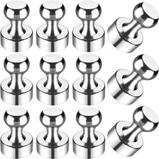 12Pcs Strong Magnets for Whiteboard, Fridge Adults, 12 Pack, Silver