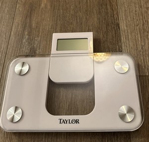 Taylor 7086 Spacesaver DIGITAL BATHROOM SCALE Lithium Glass Mini 350lb Compact