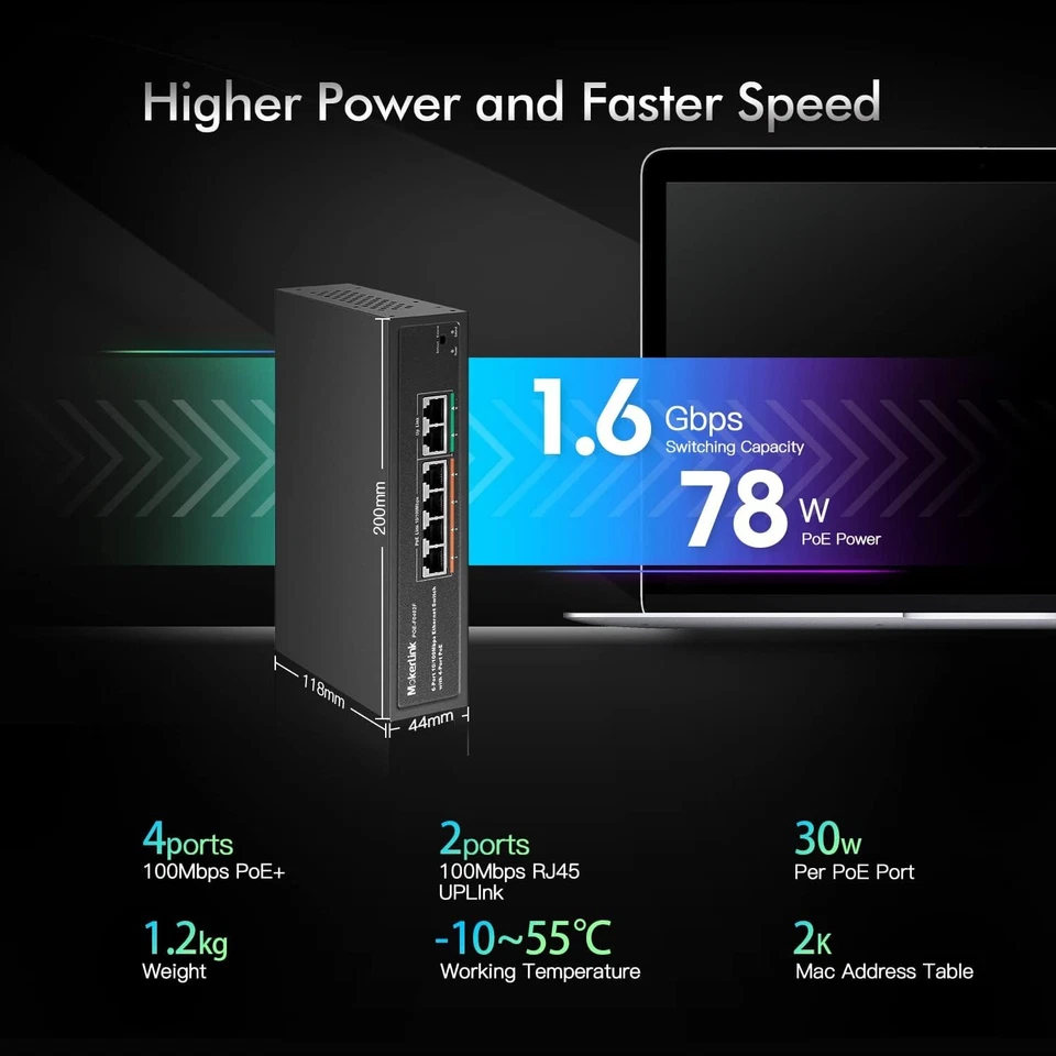 6-Port PoE+ Switch – High-Power 78W Plug & Play Network Hub - Image 3 of 4