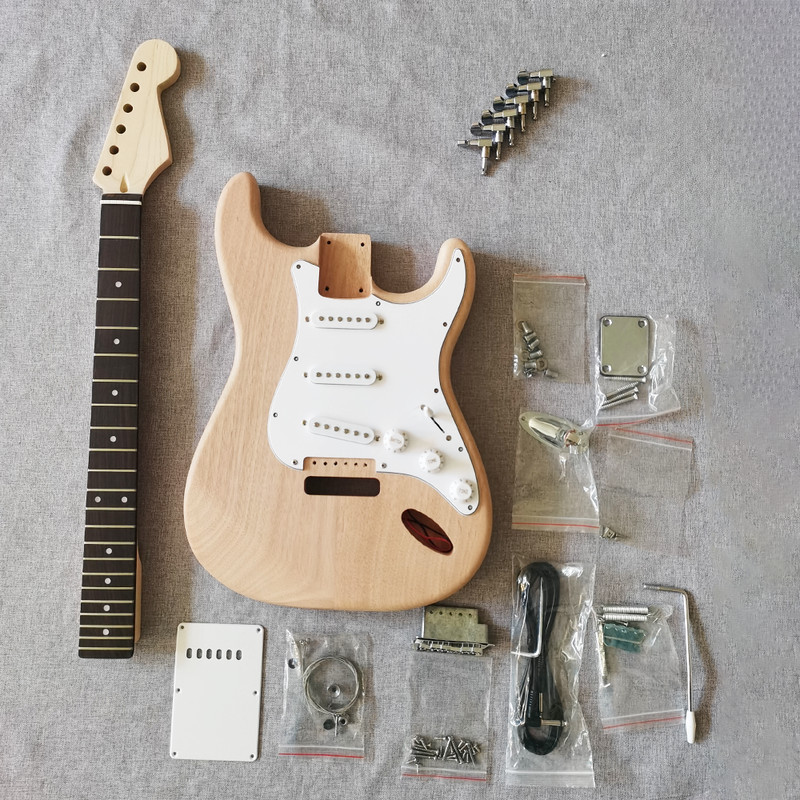 6 String ST DIY Electric Guitar Kit Mahogany Body Maple Neck SSS pickup CR part
