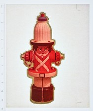 VINTAGE 1970s Heat Transfer  Fire Hydrant Character - Holoubek Studios '75