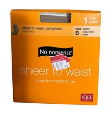 No Nonsense Sheer To Waist Pantyhose NUDE Sheer Toe Size B NEW