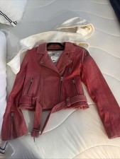 Iro Suede Pink Moto Jacket Size 42 with zip i...