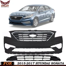 Front Bumper Cover Fascia & Grille Assembly Chrome For 2015-2017 Hyundai Sonata