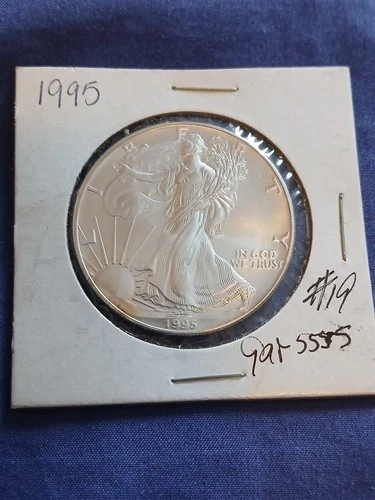 1995 1 oz Silver American Eagle (Brilliant Uncirculated) With Slight Edge Toning