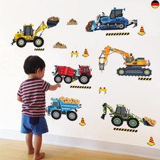 decalmile Wandtattoo Kinderzimmer Junge Fahrzeuge Traktor Wandaufkleber