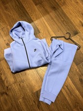 Nike Light Blue Men's Tracksuit Set Hoodie Track Pants Zip Closure Hooded