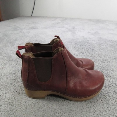 Dansko Boots Womens Size 7.5 38 Brown Leather Ankle Chelsea Booties Pull On