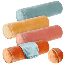 4 Pcs Luxury Velvet Round Pillowcase 4 x 17 Inches Cervical Neck Roll Bolster...