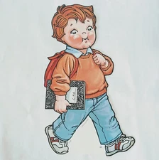 vintage Campbell's soup kid lithoprint walking to school