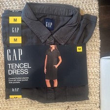 Gap Women’s Tencel Shadow Gray Dress Size Medium Side Pockets MSRP $59.99