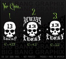 LUCKY 13 Vinilo Personalizado Calcomanía Adhesiva Coche Derby Calavera Metal Rock Psychobilly PUNK