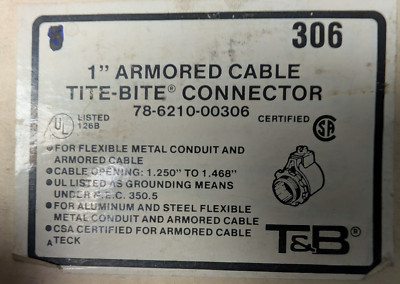 Thomas & Betts N0. 306, 1'' Armored Cable Tite-Bite Connector