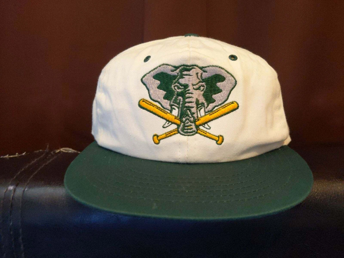 Rare Vintage Oakland Athletics A's Hat Elephant Snapback white 90's Baseball