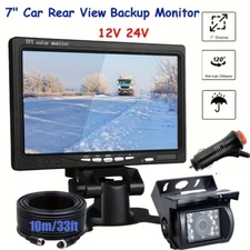 7" TFT LCD display 4-pin night vision backup parking rearview system truck RV