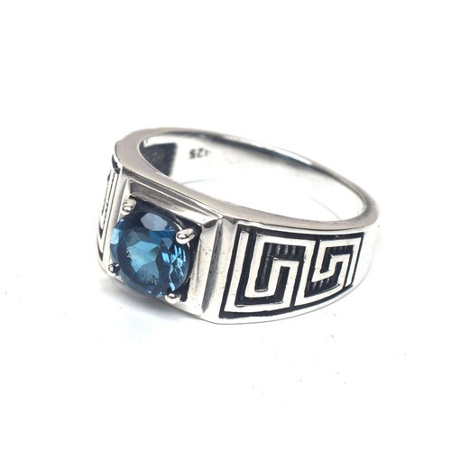Anello Topazio Naturale Londra Argento Sterling 925 Anello Topazio Blu Londra-CR011 - Foto 2 di 3