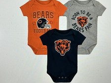 Chicago Bears NFL Infant Boys 'Born 2 Be' 3 - Pk Bodysuit Set - NWT