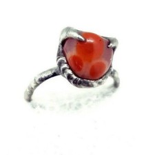 Gothic Carnelian crystal ring handmade
