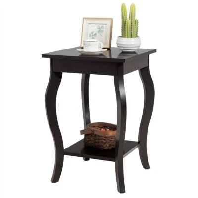 Costway End Table Living Room Accent Table Open Storage Shelves Sofa Side Table