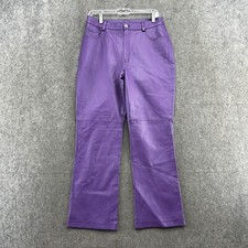 VINTAGE Leather Pants Womens 30x30 Purple Mid Rise Bootcut Leg 90s