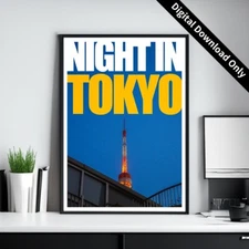 "Night in Tokyo – Upward View" Printable Wall Art – Instant Download Poster