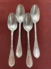 4 Vintage Antique French Ercuis Silverplate Coffee Spoons 5-5/8"