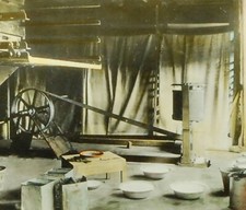 NICHIE GOLLEDGE RUBBER COAGULATING MACHINE HAND TINTED ANTIQUE PHOTO ON GLASS