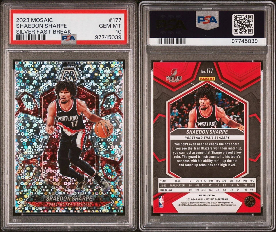 2023 Mosaic Shaedon Sharpe #177 Silver Fast Break Disco PSA 10 Pop 1 - Image 3 of 3
