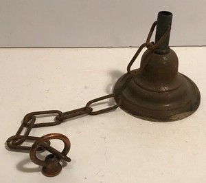 Antique Metal Art Deco 1940s Light Fixture Ceiling Canopy Chain