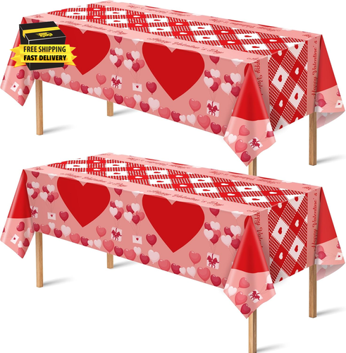 2 Pack Valentines Day Decorations - Valentines Decor - Disposable Plastic Valent