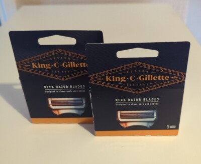 2 x King C. Gillette (3er Pack) Halsrasur Rasierklingen Neu in OVP (6 Klingen insgesamt)