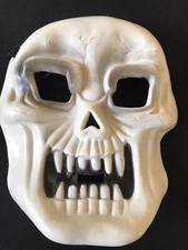 VINTAGE  RUBBER SKULL SKELETON HALLOWEEN MASK SCARY WITH ELASTIC HEAD STRAP