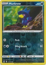 Reverse Holo Murkrow 114/196 Common  Lost Origin Pokemon TCG