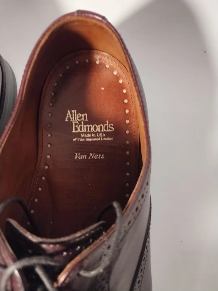 Zapato Allen Edmonds Van Ness Coñac Oxford Cuero Puntera. Talla EE. UU. 10. Hecho en USA Foto 2 de 4