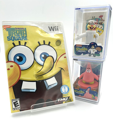 SpongeBob Truth Or Square (Nintendo Wii, 2007) + 2 figures Patrick & Sandy