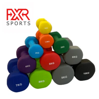 FXR SPORTS FXR Sport Paar Neopren Hanteln Aerobic Gewicht Fitness Training 0,5 kg - 10 kg