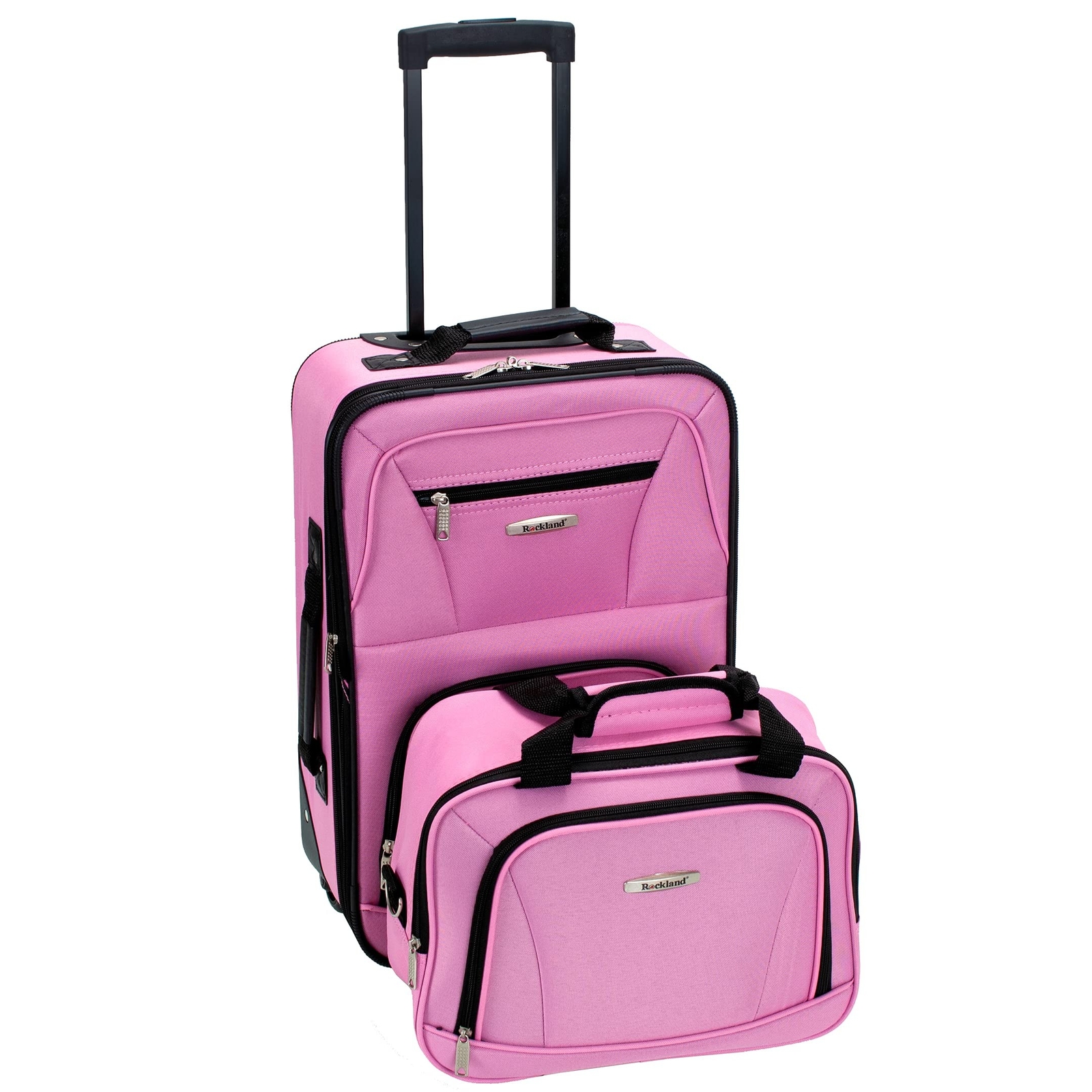Rockland Pink Expandable Softside Upright Luggage 2-Piece Set