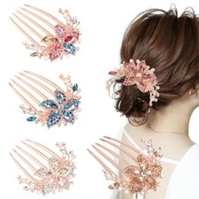 4Pcs Flower Bridal Side Combs Crystal Rhinestones Wedding Accessories for Women