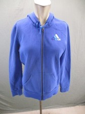 ADIDAS Size M Women Blue Cotton Blend Full Zip Fleece Lined Althletic Jacket 409