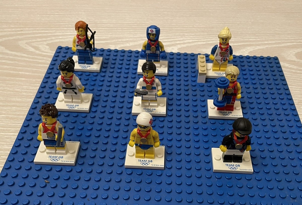Complete Set of 9 Lego 2012 London Olympics Team GB Minifigures